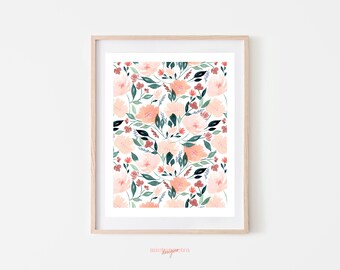 Warm Spring Floral Watercolor Painting Art Print, Nursery Print, Unframed Giclee Art Print, Hand Painted, Boho