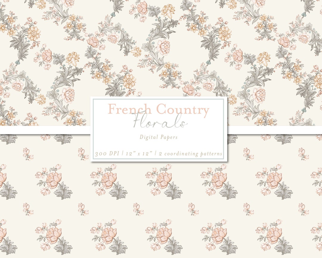 French Country Floral Digital Paper: Seamless Patterns (JPG) - Etsy