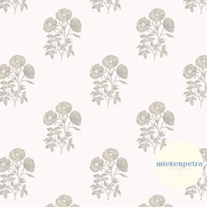 Bloco de impressão floral vintage bege com padrão repetido | Padrão sem emendas, papel digital | JPG de uso comercial de alta resolução