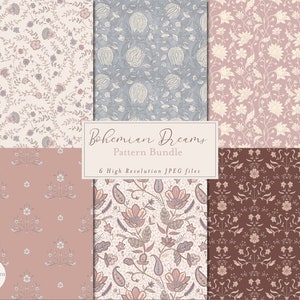 Boho Dreams-patroonbundel | Digitaal papierpakket | Set van 6 naadloze herhalende patronen, commercieel gebruik JPG