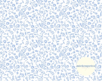 Blue Toile Floral Seamless Pattern: Vintage Delft Digital Paper (JPG)