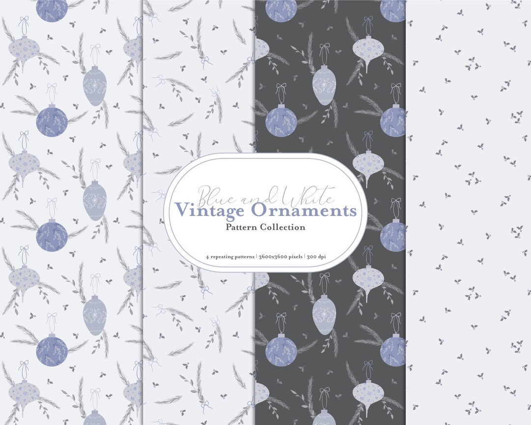 Blue & White Vintage Ornament Pattern: Seamless Digital Paper (JPG) - Etsy