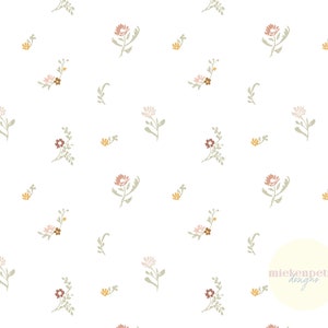 Niedliches Vintage Ditsy Blumenmuster | Pink Weiß Grün Digitales Papier | Hochauflösende kommerzielle Nutzung JPG