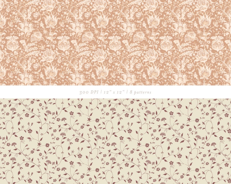 Boho Floral Digital Paper Pack | Vintage Block Print Patterns (digital ...