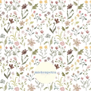 Wilde bloemen aquarel bloemen lentebloemen herhalend patroon | Digitaal papier| Commercieel gebruik jpg met hoge resolutie, achtergrond, afdrukbaar