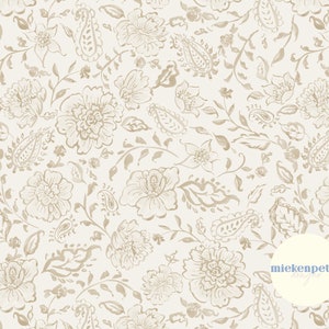 Beige Boho Watercolor Paisley Floral Pattern: Seamless Digital Paper (JPG)