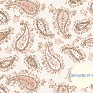Boho Pink Paisley Vintage Floral Seamless Pattern | Digital Paper | High Resolution Commercial Use JPG