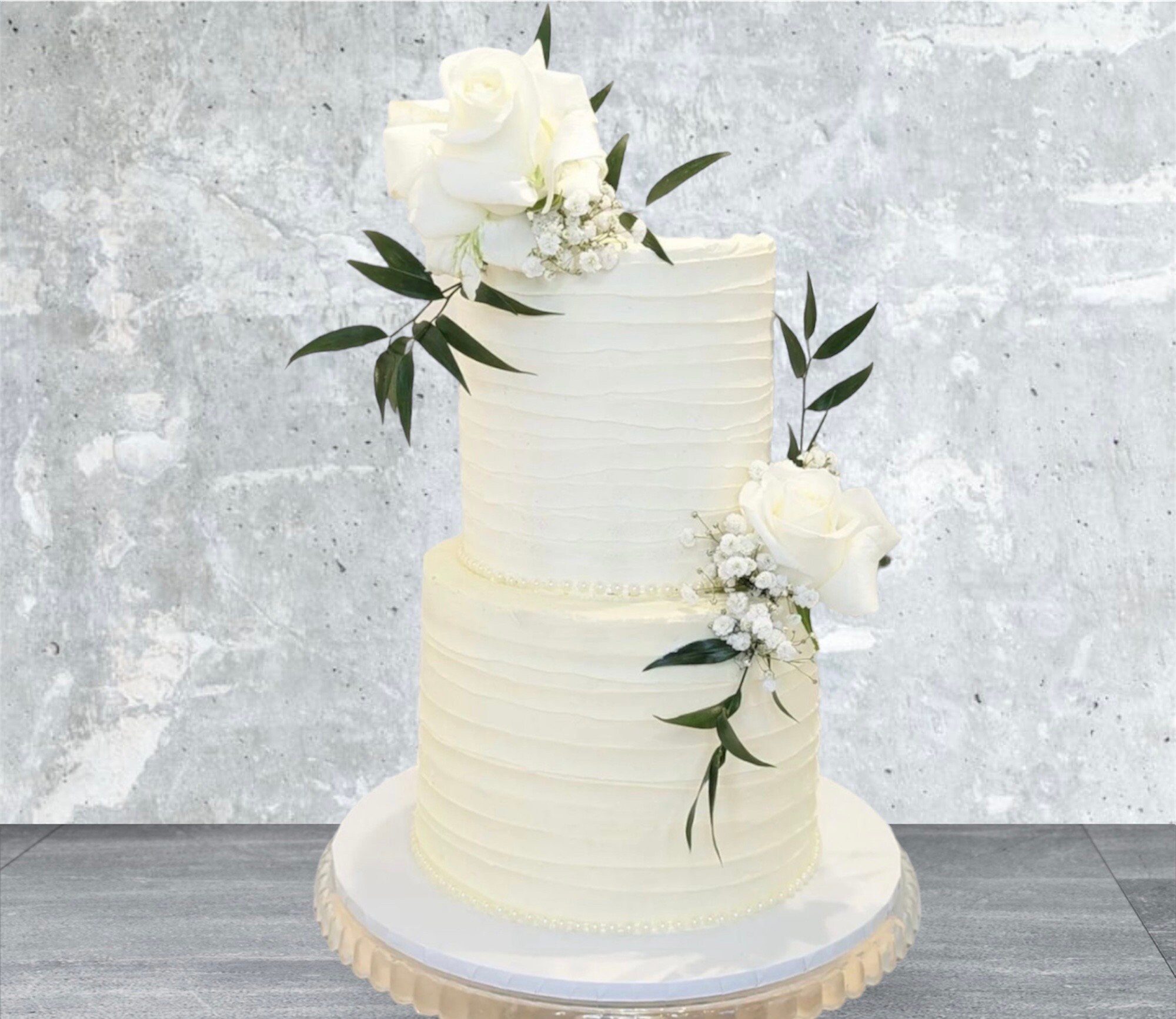 Artificial Ruscus  White Rose Gypsophila Cake Decor - DIY Cake Decor - Floral Cake Topper - Rose Topper