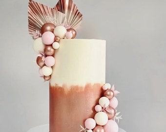 Rose Gold Spear Palm 10/20  Pink Rose Gold White Ball Topper DIY Cake Topper - Birthday Cake Decor