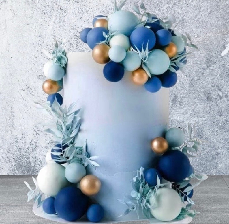 Topper per torta fai da te con sfera in tonalità blu 10/20 Decorazione per torta di compleanno immagine 1