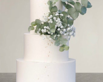 Decorazione torta artificiale verde eucalipto Gypsophila - Decorazione torta fai da te - Topper torta floreale - Topper verde