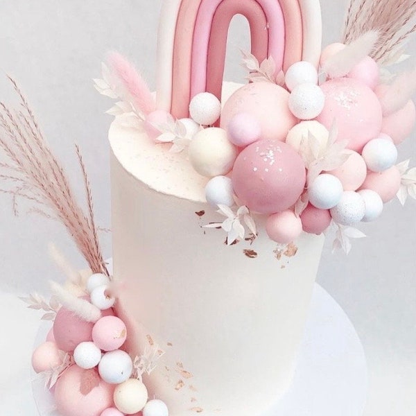 10/20 Décoration boule rose blanc crème DIY pour gâteau - Décoration de gâteau d'anniversaire