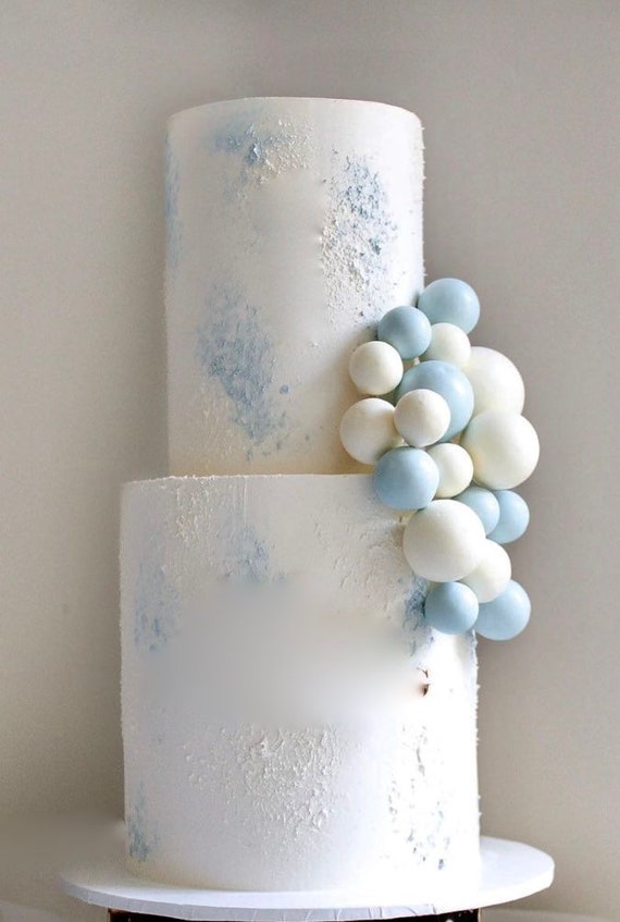 10/20 Décoration de gâteau DIY Boule Bleu-Blanc Décoration de