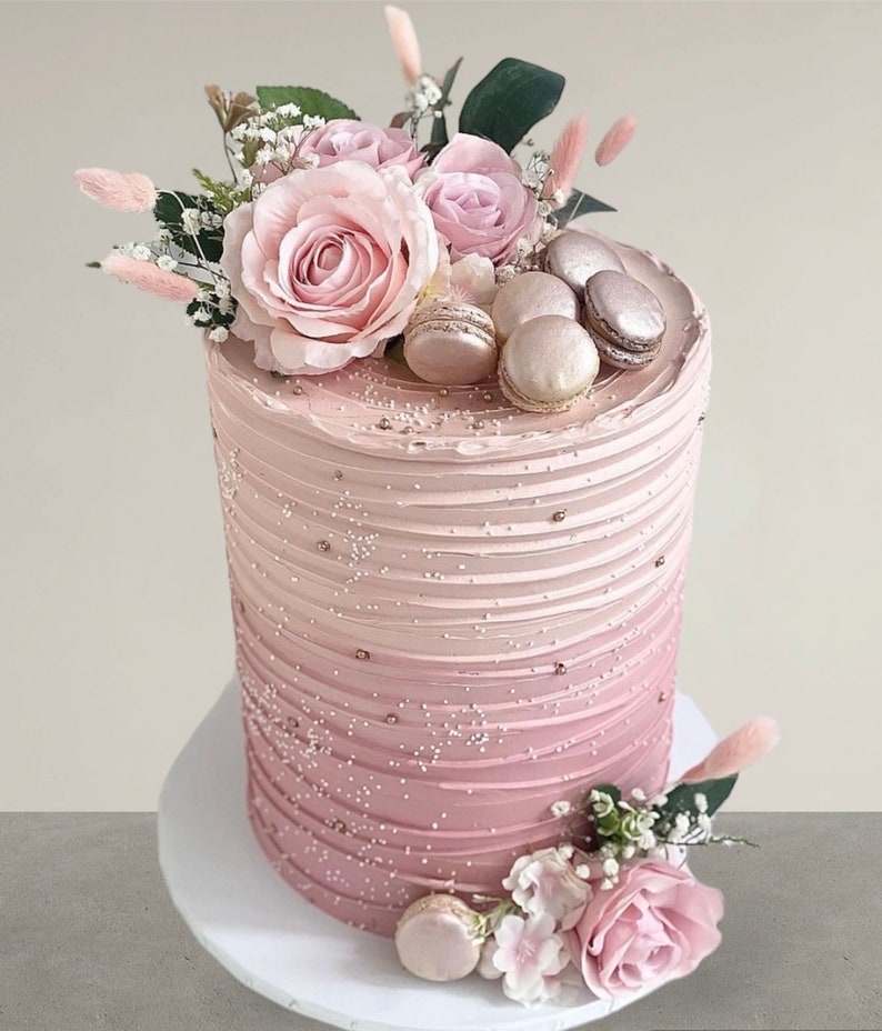 Artificial Pink Rose Gypsophila Eucalyptus Cake Decor DIY Cake Decor Floral Cake Topper image 1