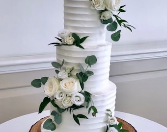 Artificial Eucalyptus Rose Cake Decor - DIY Cake Decor - Floral Cake Topper - Rose Topper