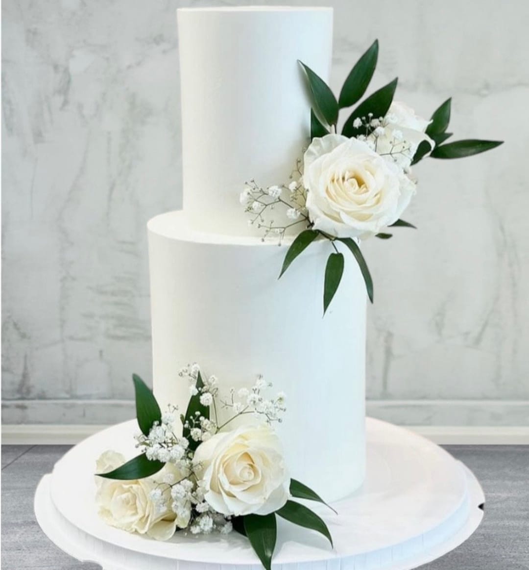 Set di decorazioni per torta con fiori di seta: rose azzurre, erba della pampa - matrimonio boho - Italia