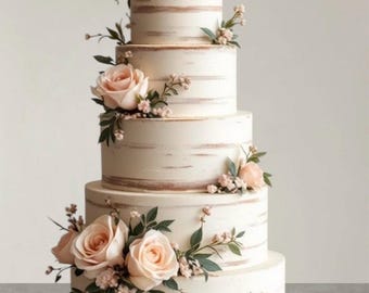 Mini Artificial  Rose Gypsophila Arrangement Preserved Eucalyptus Cake Decor - Floral Cake Topper - Rose Topper