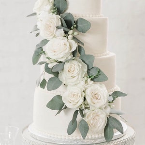 Artificial Rose Eucalyptus Garland Cake Decor - Floral Cake Topper - Rose Topper