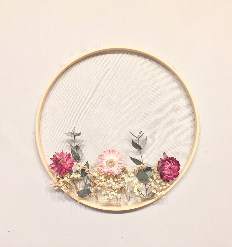 DIY KIT Dried Flower Wall Art Embroidery Hoop Flower Decor Etsy
