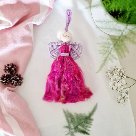 Pink macrame angel | Colourful angel | Colourful home accessories | Pink angel home accessories | Nursery & children's bedroom