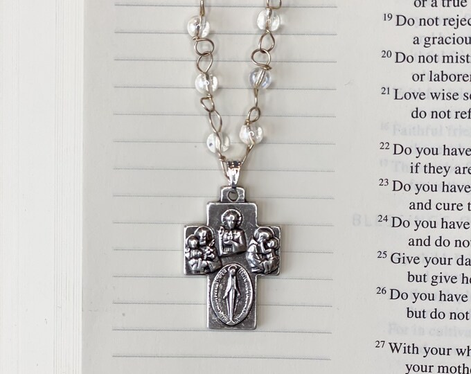 4 Way Cross With Miraculous Medal Necklace - Etsy