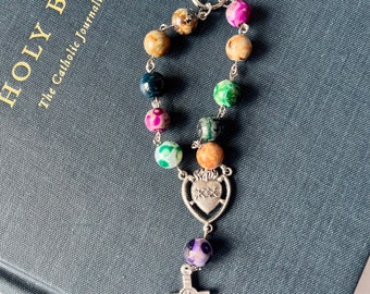 Sacred Heart of Jesus Rosary Keychain
