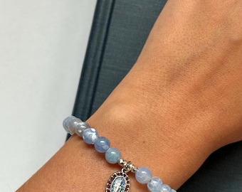 Blue Miraculous Medal Bracelet
