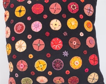 Penny Rug Pillow Top Jane Pollak Handmade Original Red Red Pennies