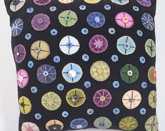 Penny Rug Pillow by Jane Pollak - Blue Blue Pennies