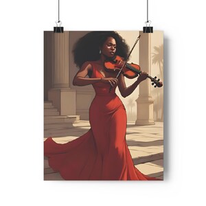 Elegant Woman Violinist Giclée Art Print | Wall Décor, Artistic Gift, Home Aesthetic, Music Lover&#39;s Décor, Unique Artwork