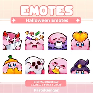 Halloween Emotes for Twitch Streamers, Discord, Youtube, Kick | Cute, Kawaii | Instant Download