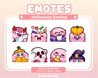 Halloween Kirbo Emotes: Twitch Streamers, Discord, YouTube, Kick, TikTok | Instant Download
