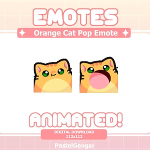Animated Orange Cat Pop Emote: Twitch Streamers, Discord, YouTube, Kick, TikTok | Instant Download