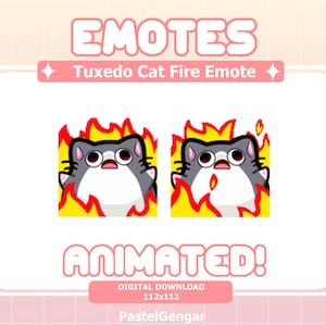 Animated Tuxedo Cat &quot;This is Fine&quot; Emote: Twitch Streamers, Discord, YouTube, Kick, TikTok | Instant Download