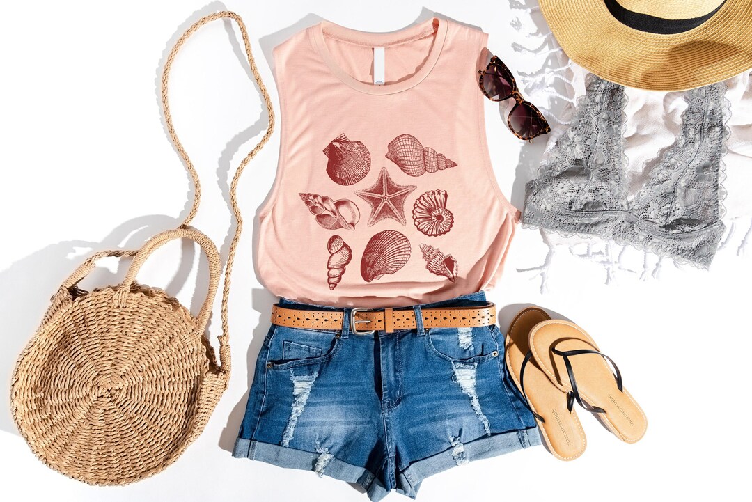 Women's Graphic Tanks / Sea Shell Tank / Summer Shirt / Cute Tank ...