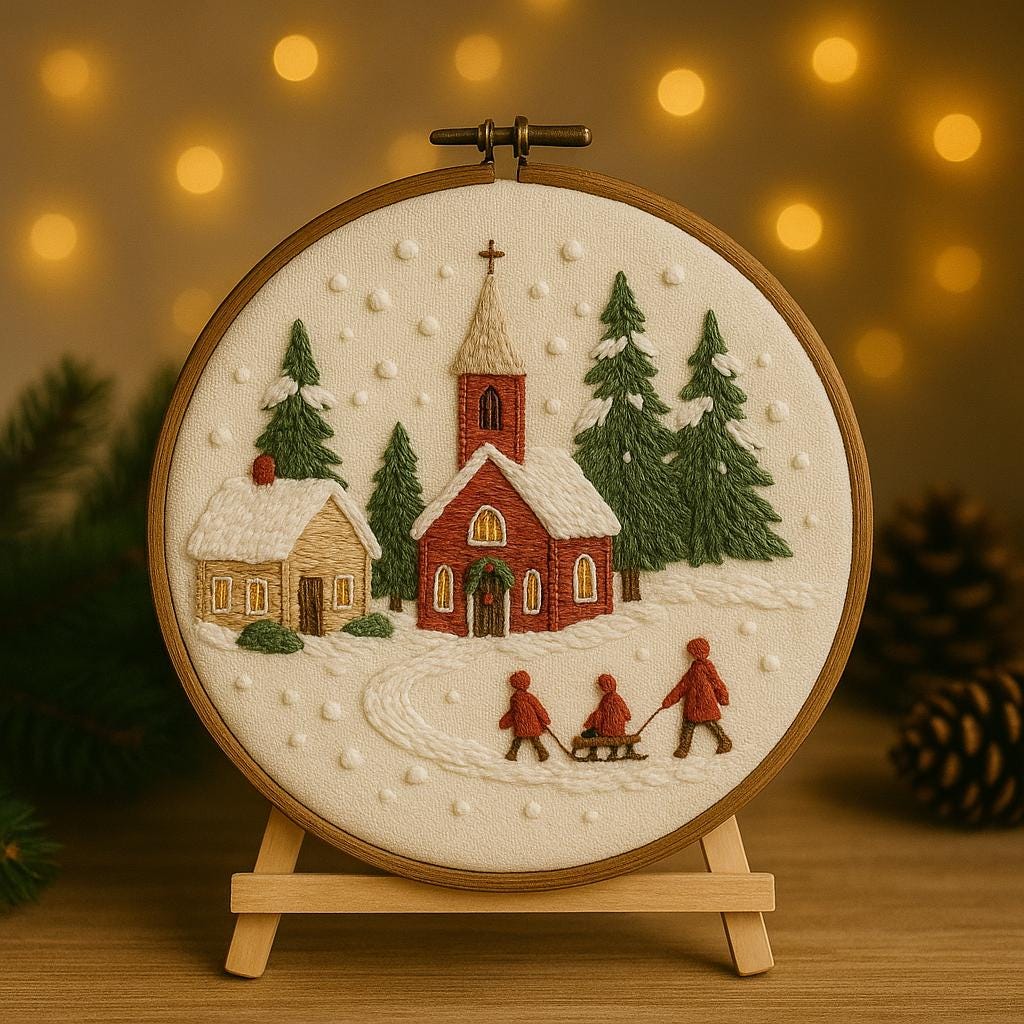Christmas Village Hand Embroidery Pattern: Winter Scene (digital PDF ...