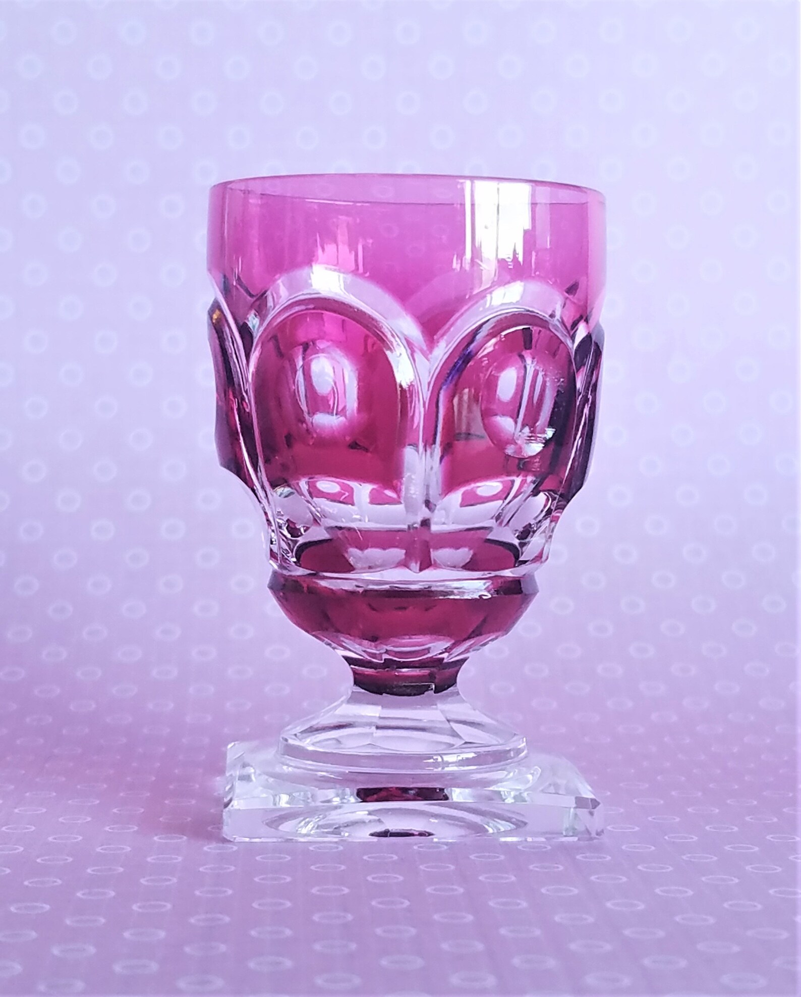 Lovely Little Pair of Cranberry Glass Cut to Clear Crystal Etsy