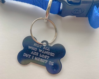Placa de identificación de mascota con hueso grabado: placa de identificación personalizada para collar de perro