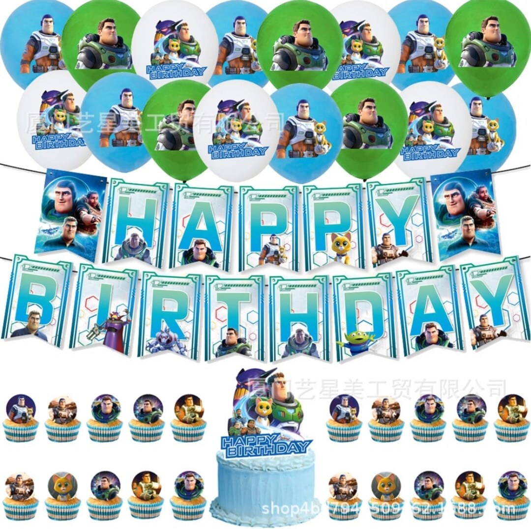 Buzz Lightyear Toy Story Cartoon Happy Birthday Supplies Kit Birthday ...