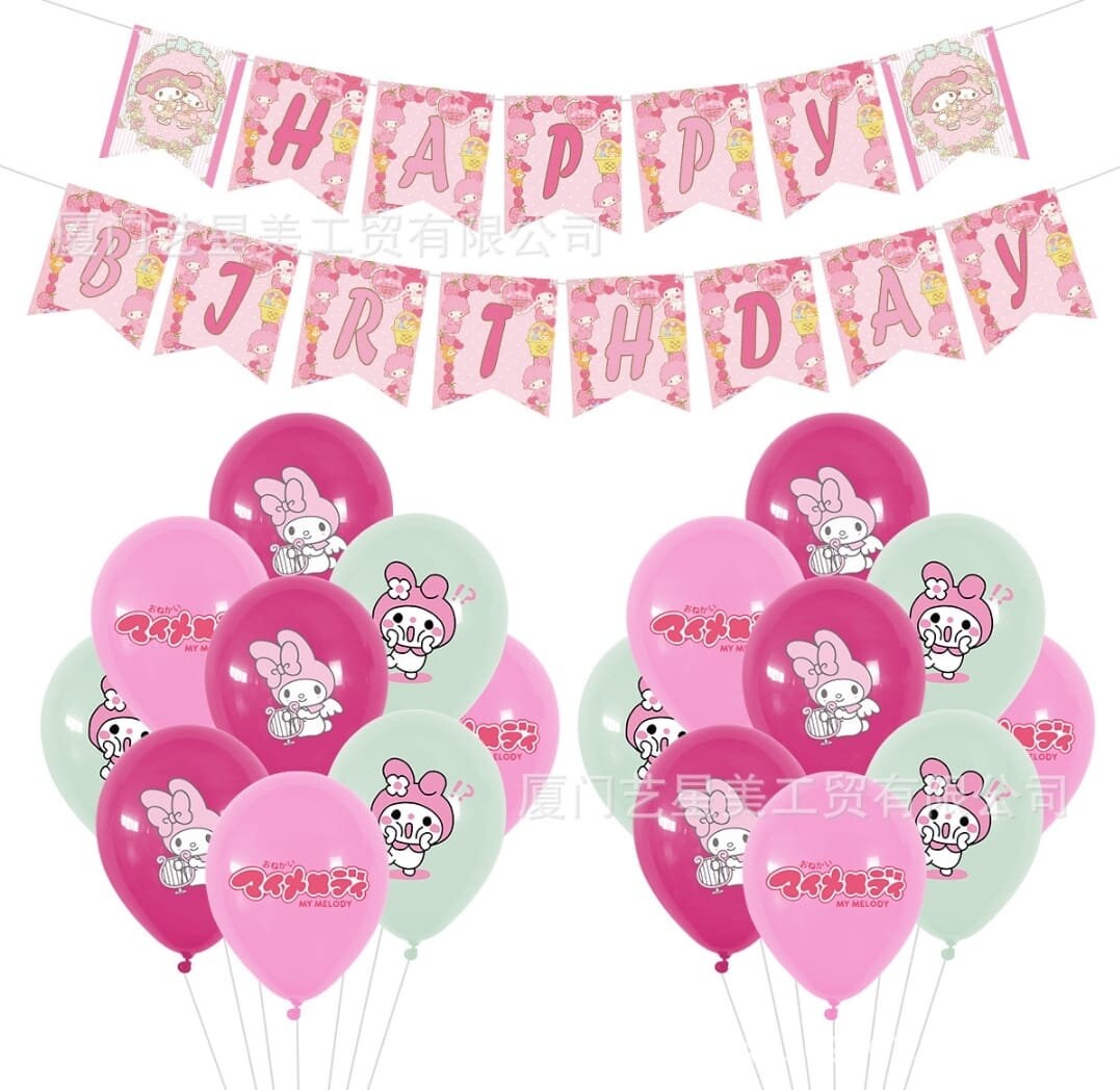 Sanrio Characters Cartoon My Melody Happy Birthday Supplies Set
