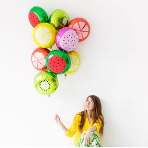 Tropical 7 Fruit Foil Balloons Theme Party Happy Birthday Kit Party Decoration For Kids Fast Shipping!!