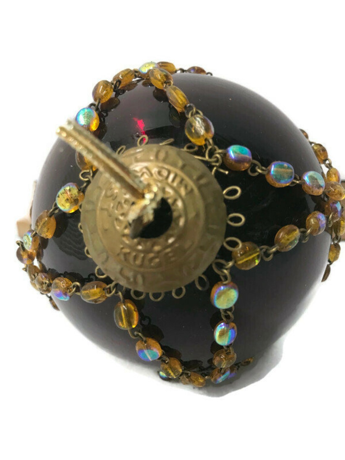 Antique German Kugel 3.5 Beaded Maroon Red Round Etsy