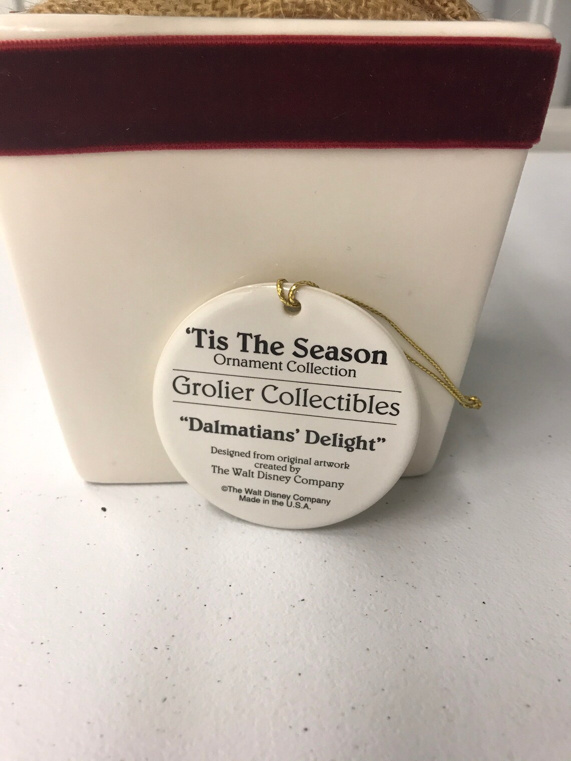 Disney Grolier Christmas ornament porcelain disk Etsy