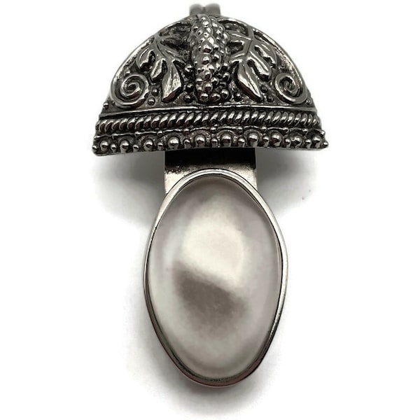 Rebecca Collins Silver Moon Stone Pendant Vintage Scarf Jewelry