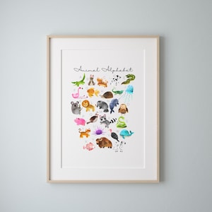3 in 1 Animal Alphabet Posters, Watercolor Alphabet Poster, Animal Alphabet Poster