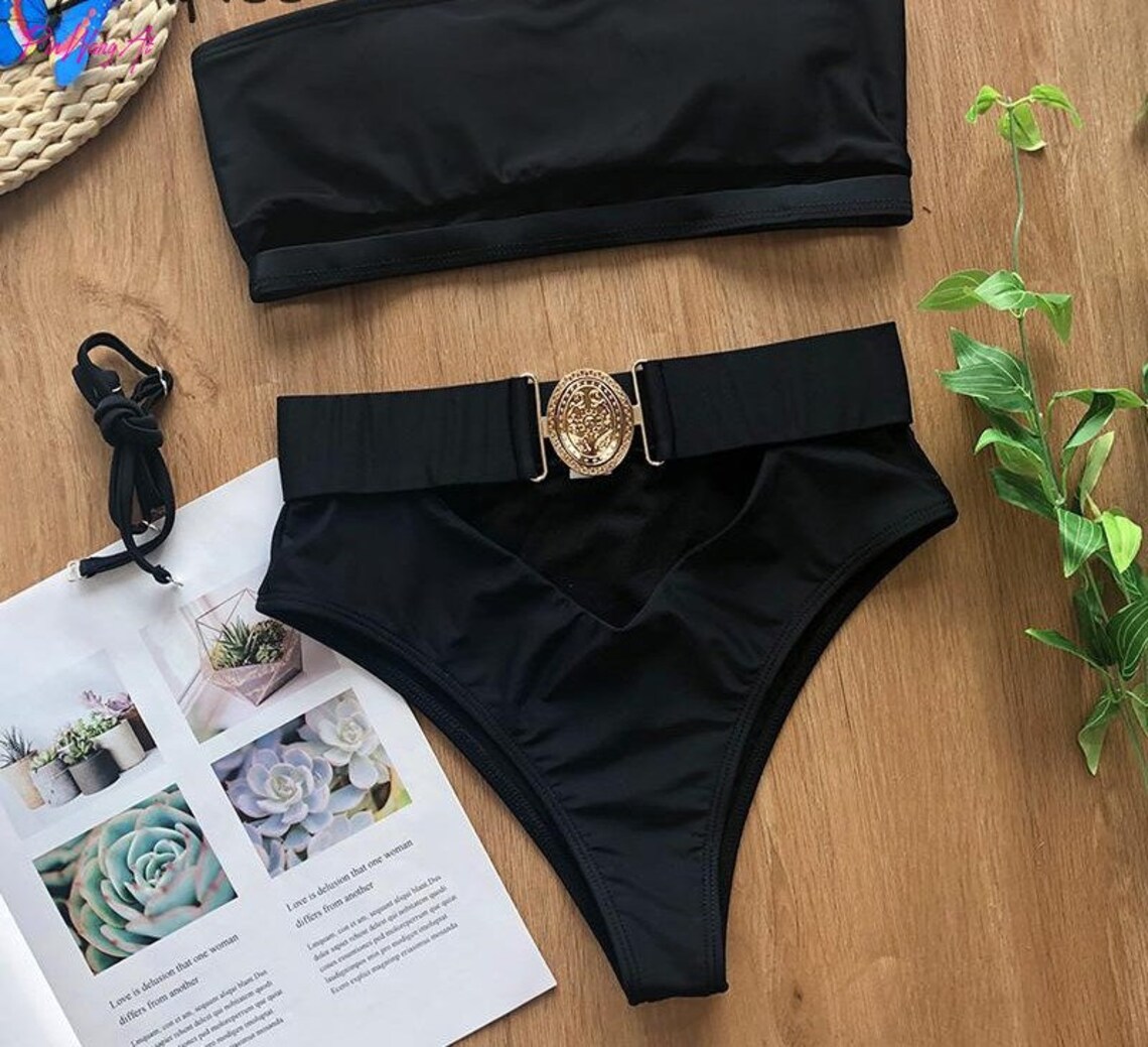 Women's pajamas / Swimwear/ Sexy Solid Bikini Set High Cut Etsy