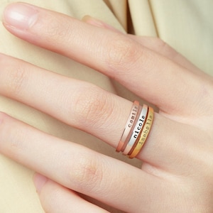 Mothers Ring Stack, Name Ring Gold, Stackable Mothers Rings, Mother Ring Jewelry, Personalized Rings Sterling Silver, Custom Name Ring
