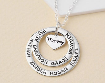 Mom Necklace With Kids Names, Birthday Gift for Mom, Mother in Law
