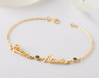 Bracelet mère avec prénoms d'enfants, bracelet de pierre de naissance pour maman, bijoux pour maman avec pierres de naissance, cadeau fête des mères, bracelet prénom d'enfant