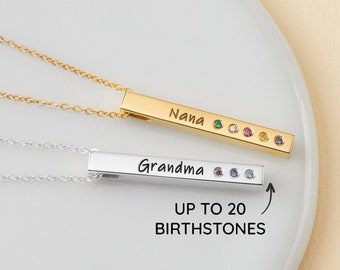 Grandma Birthstone Necklace, Grammy Necklace, Family Birthstone Necklace, Custom Birthstone Jewelry, Personalized Grandmother Jewelry